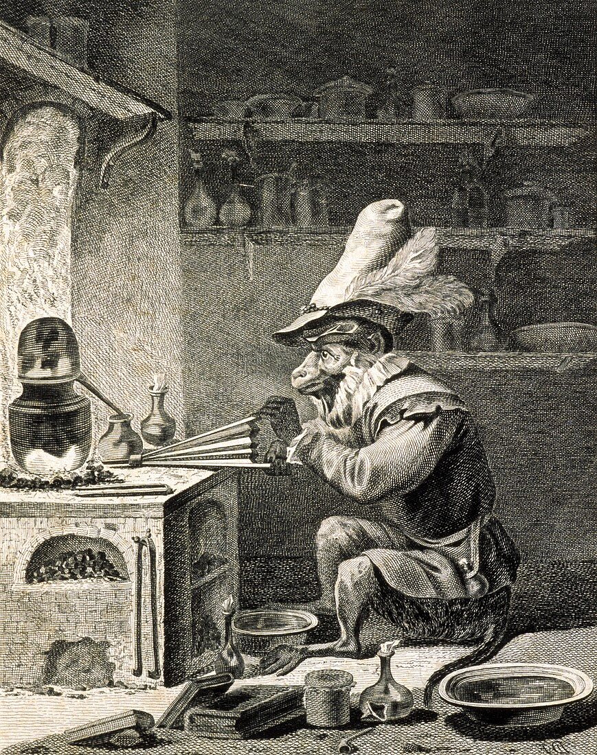 Alchemy satire,18th-century artwork
