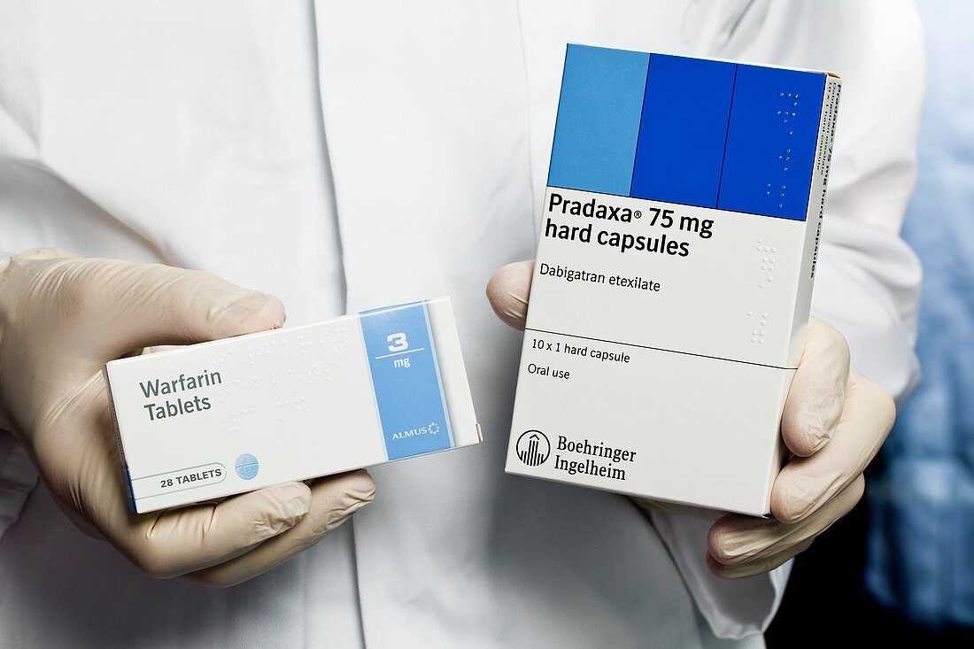 Warfarin and Pradaxa anti-clotting drugs