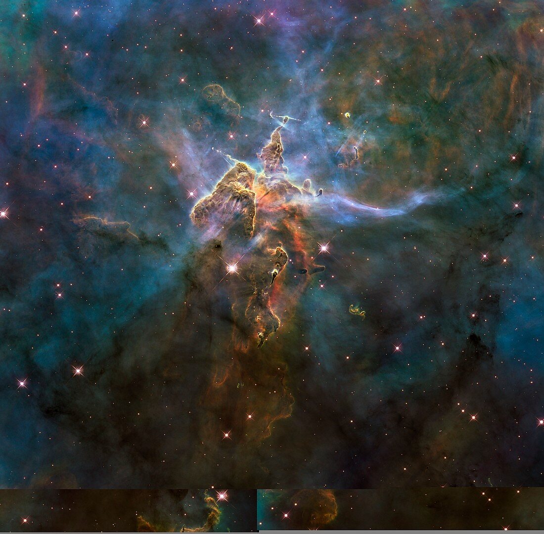 Carina Nebula features,HST image