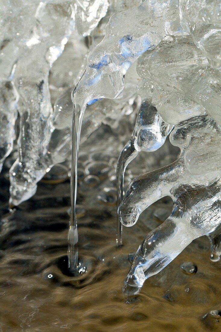 Melting ice on a stream