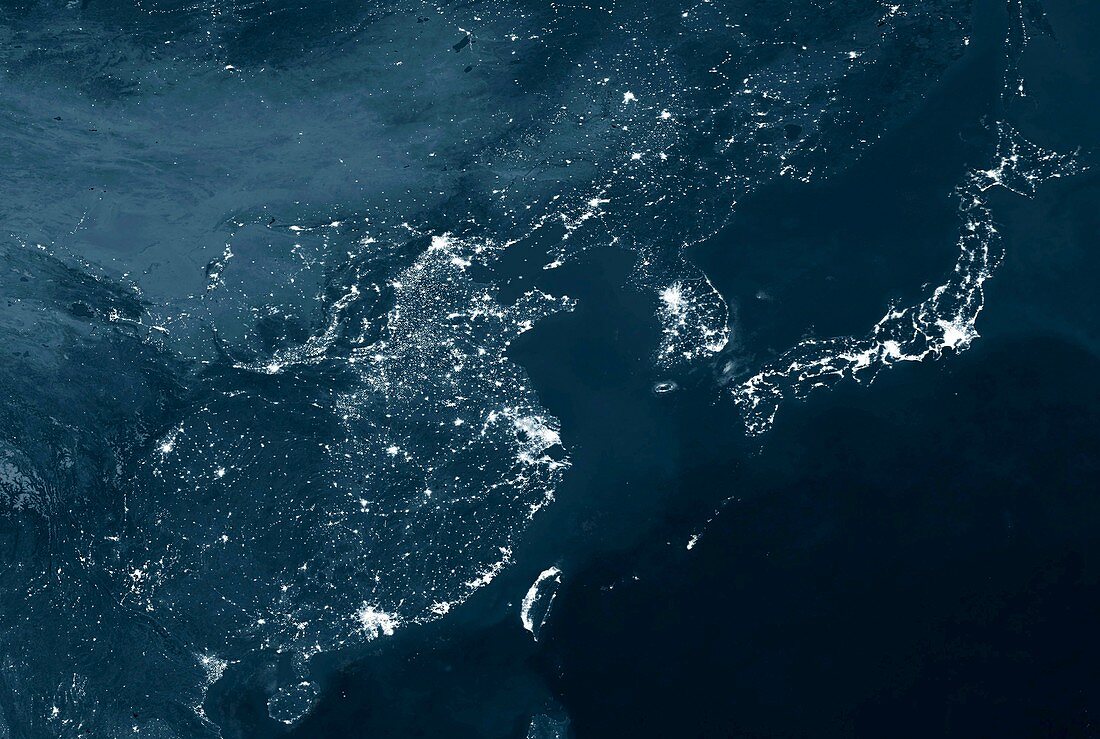 East asia at night