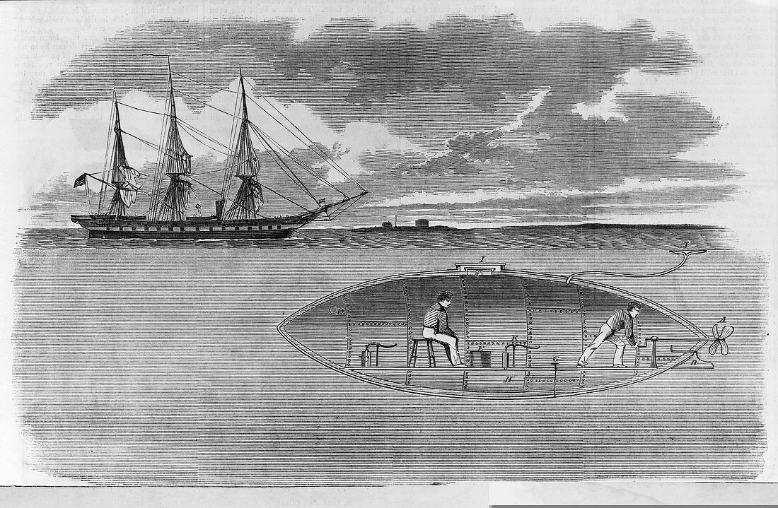 American Civil War submarine,artwork