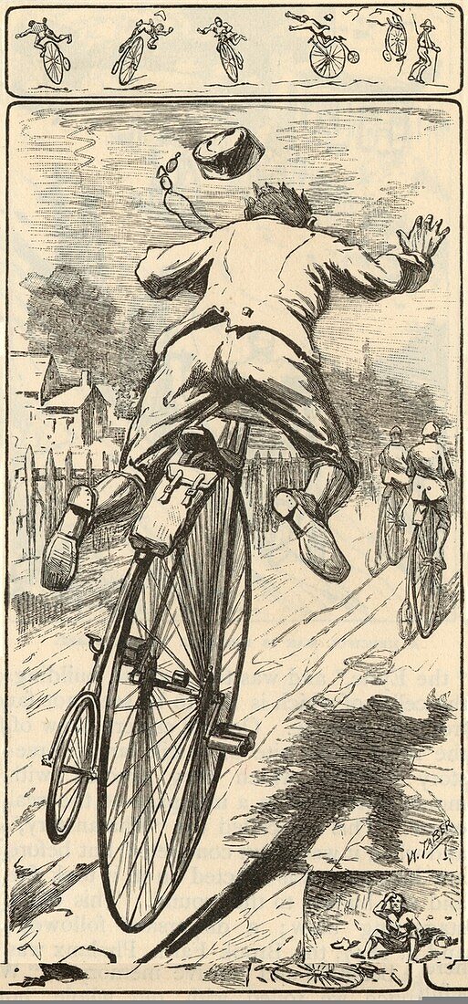 Cycling accidents,19th century artwork