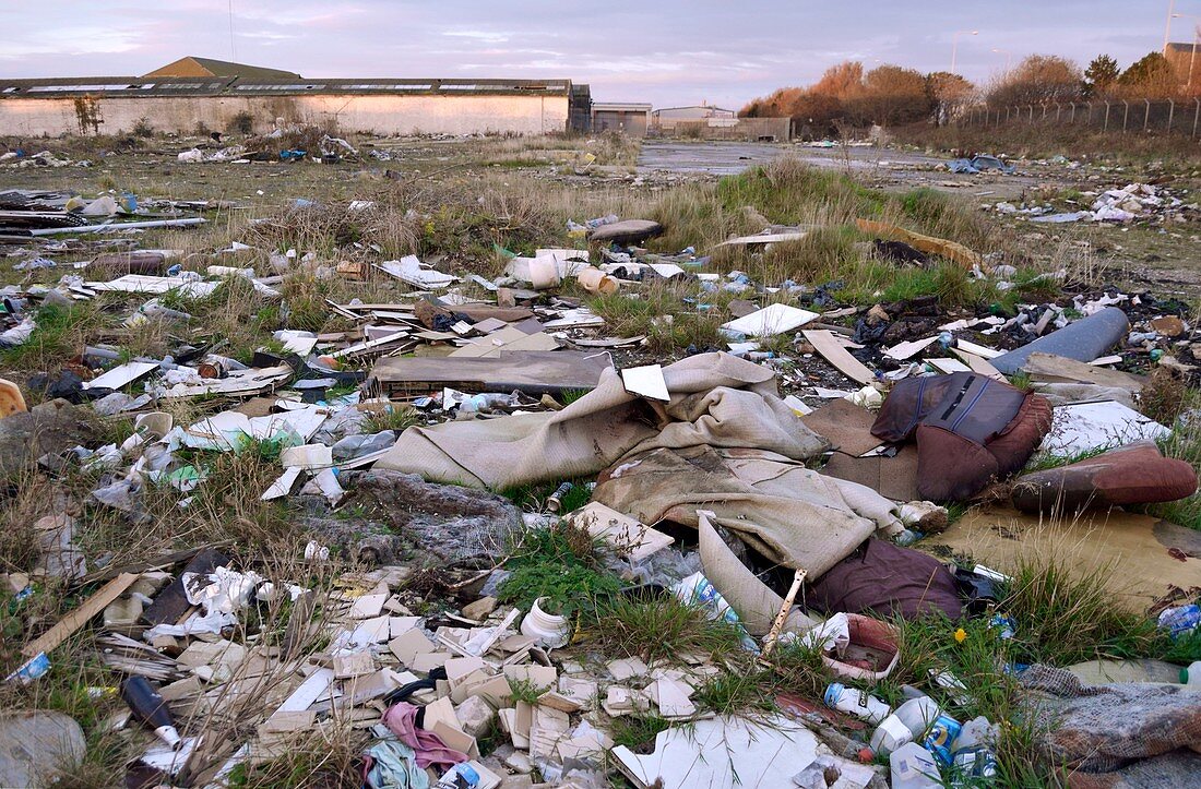 Wasteland strewn with rubbish