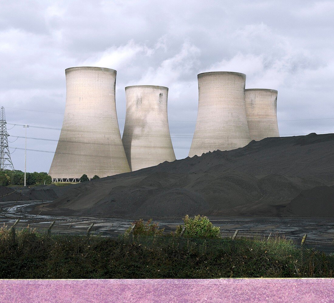 Cooling towers and coal stockpile