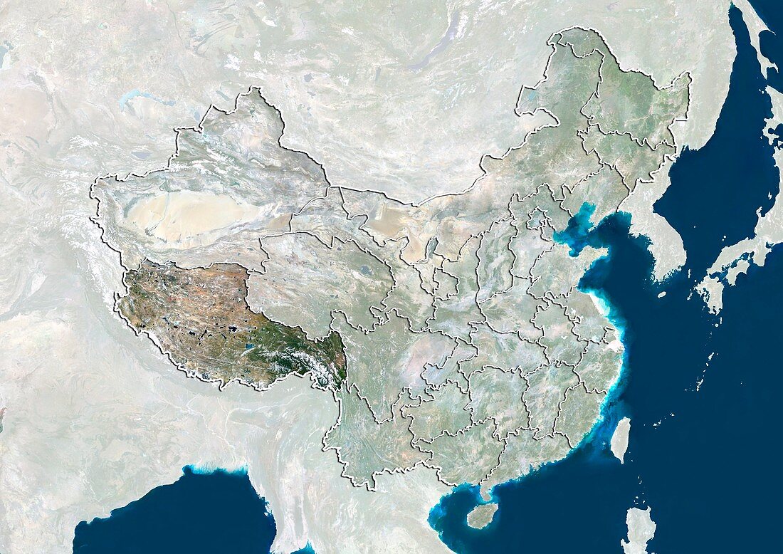 Tibet,China,satellite image