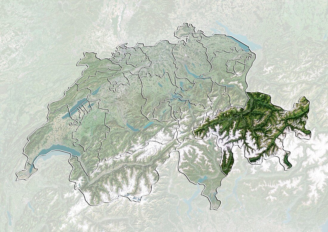 Graubunden,Switzerland,satellite image