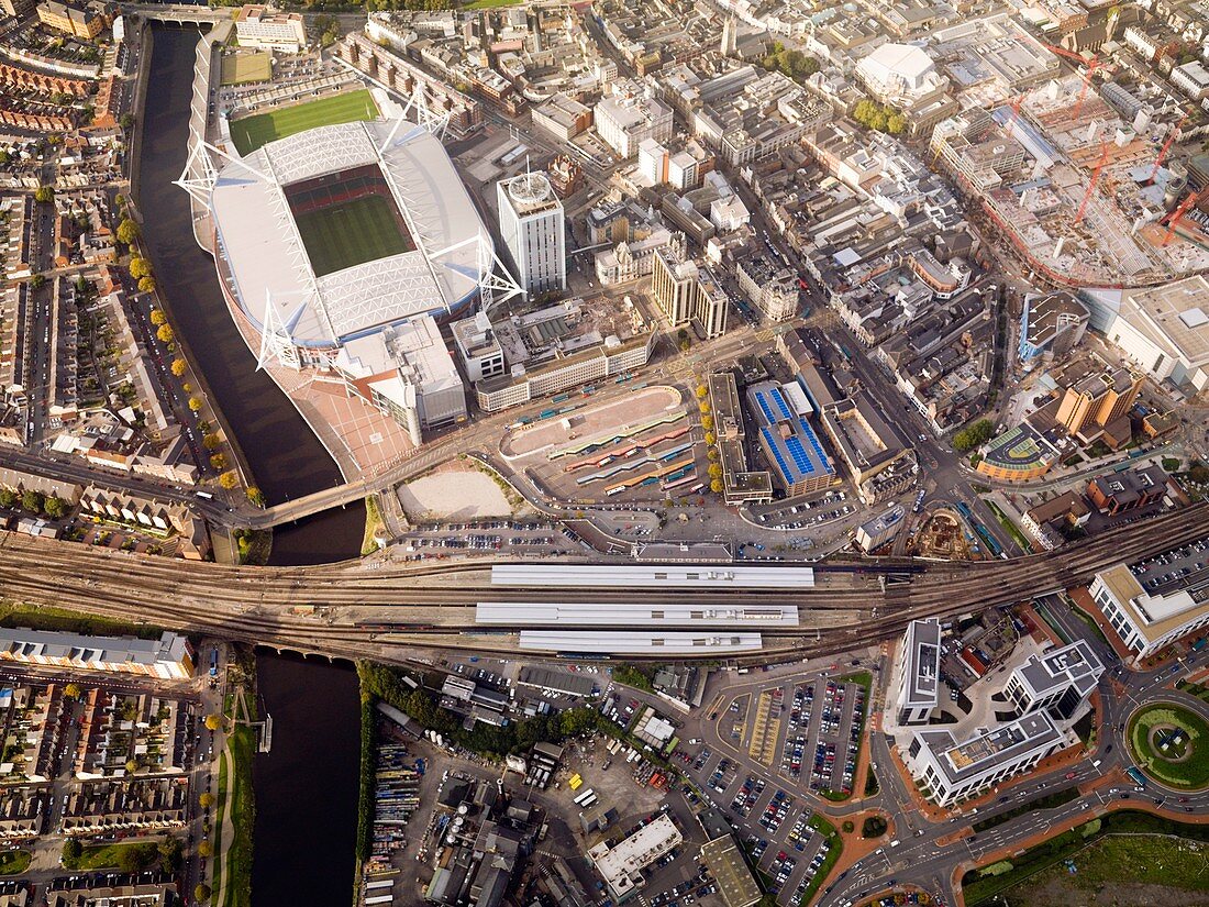 Millennium Stadium,Wales,aerial view