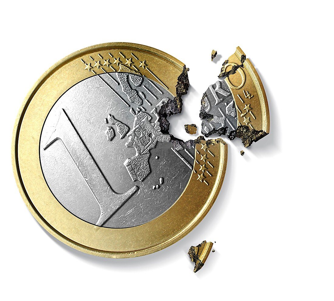 Eurozone break-up,conceptual image