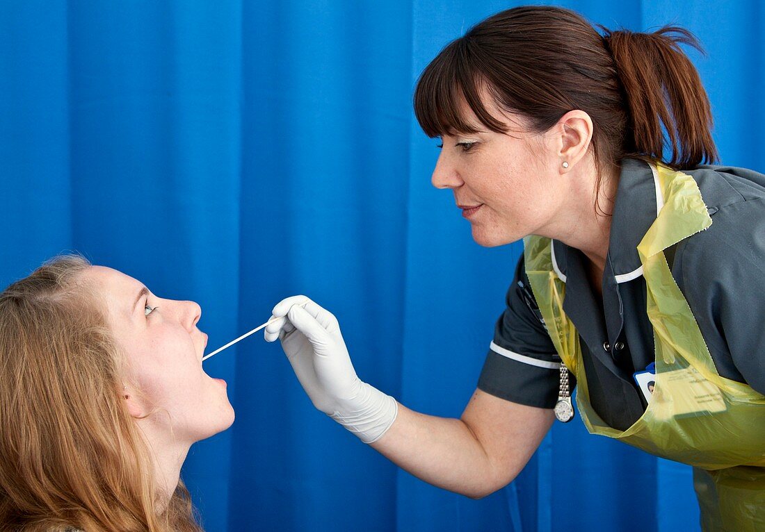 Nurse taking a meningococcal swab