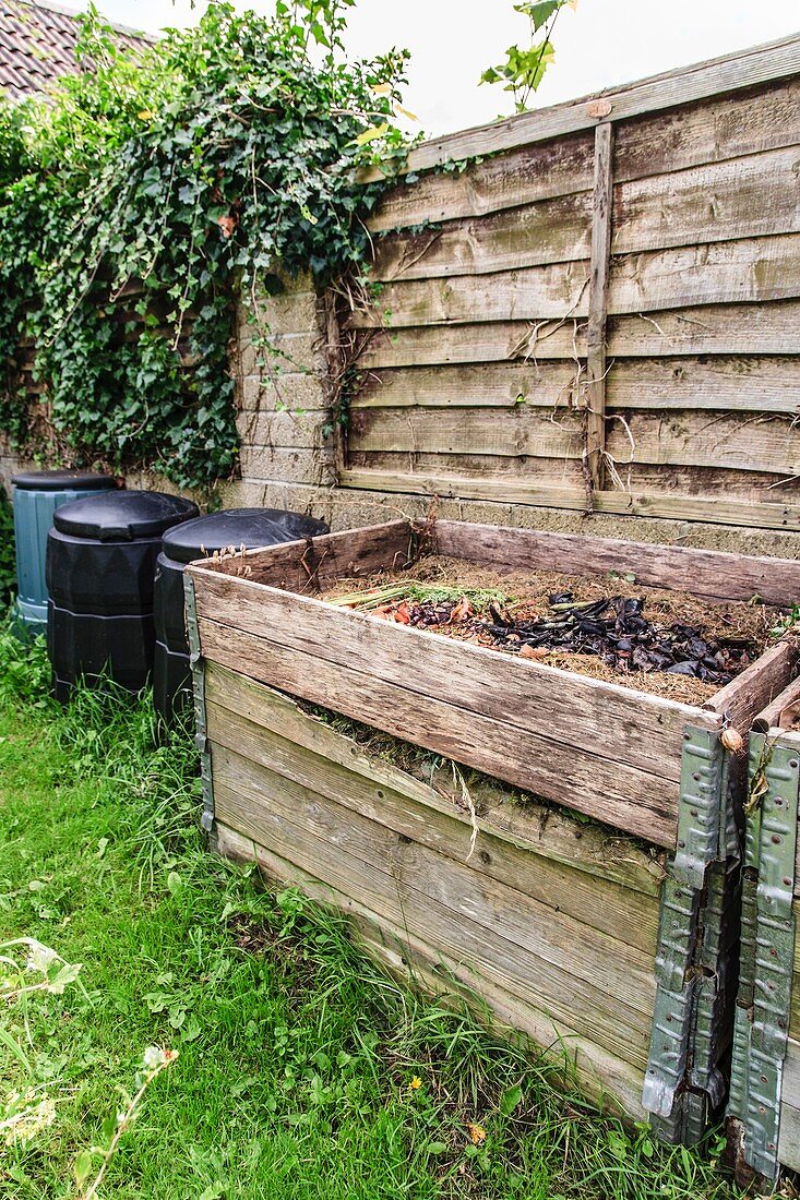 Compost heap and bins