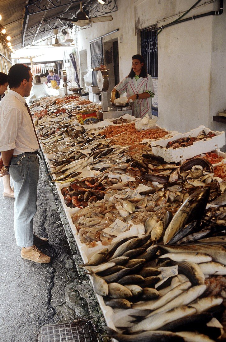 Large fish stall in Italy