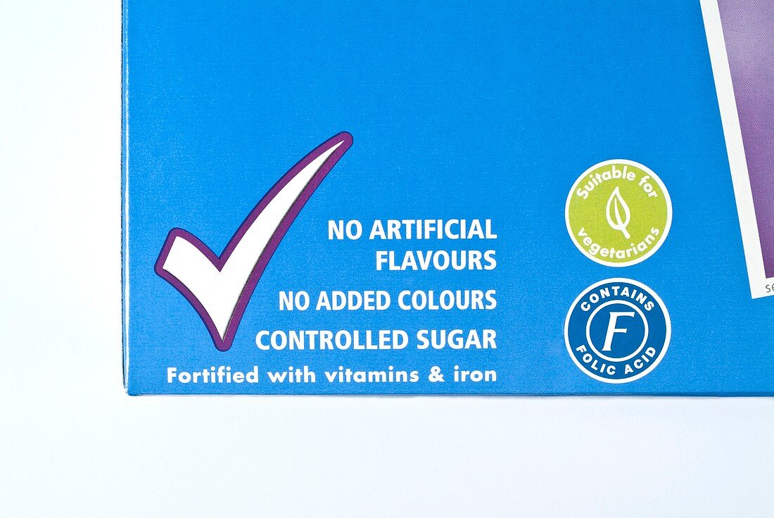 Cereal packet label