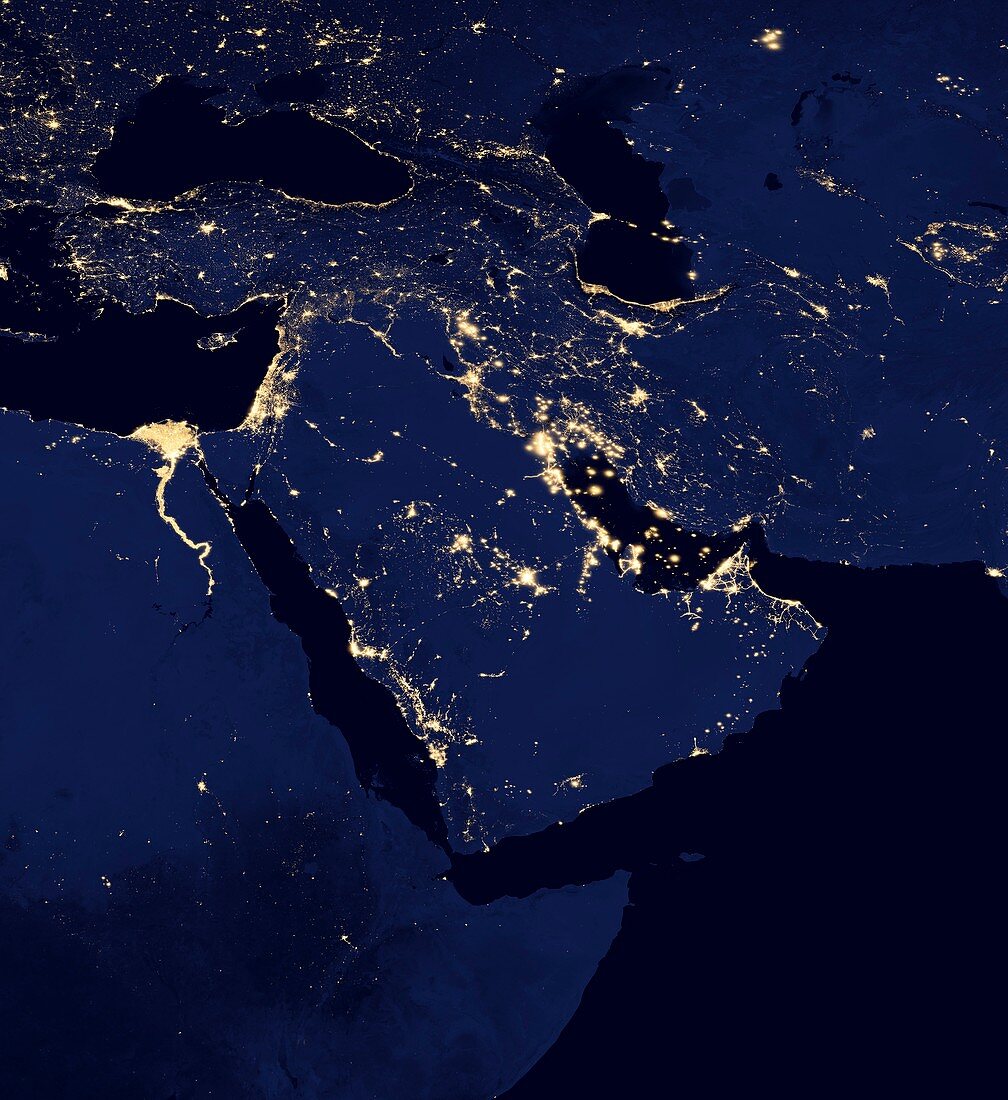 Middle East at night,satellite image