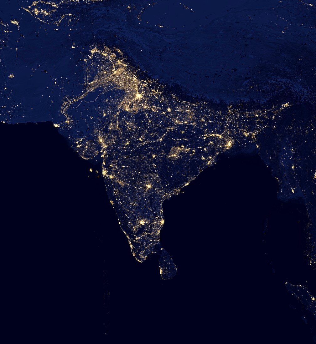 India at night,satellite image