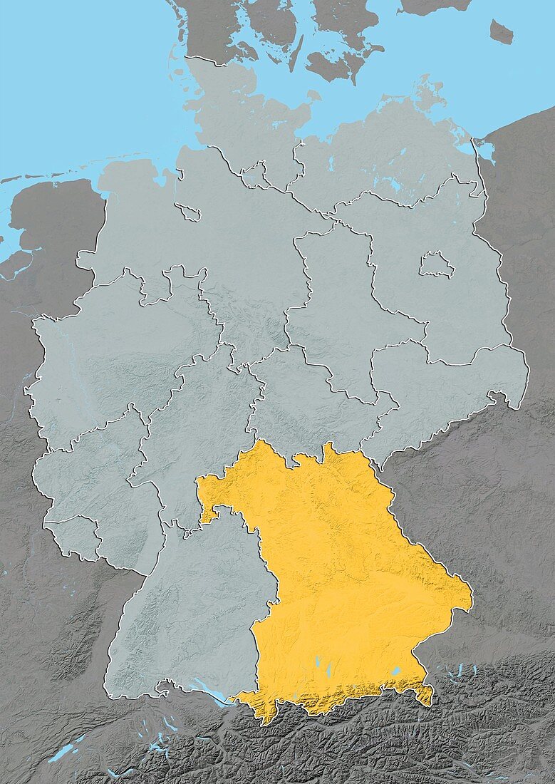 Bavaria,Germany,relief map