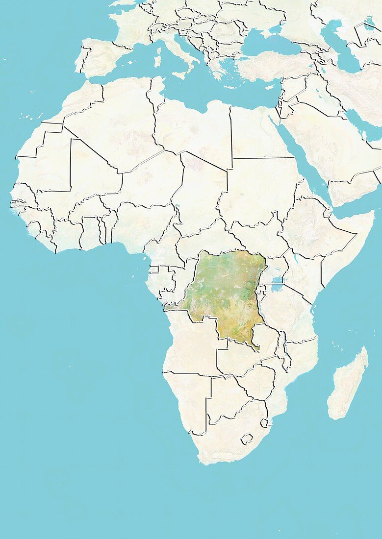 DR Congo,relief map