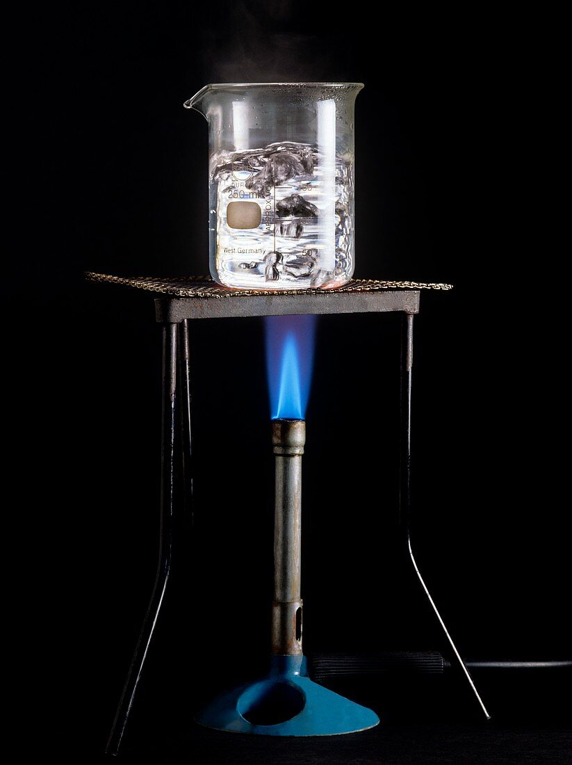 Boiling water with a bunsen burner