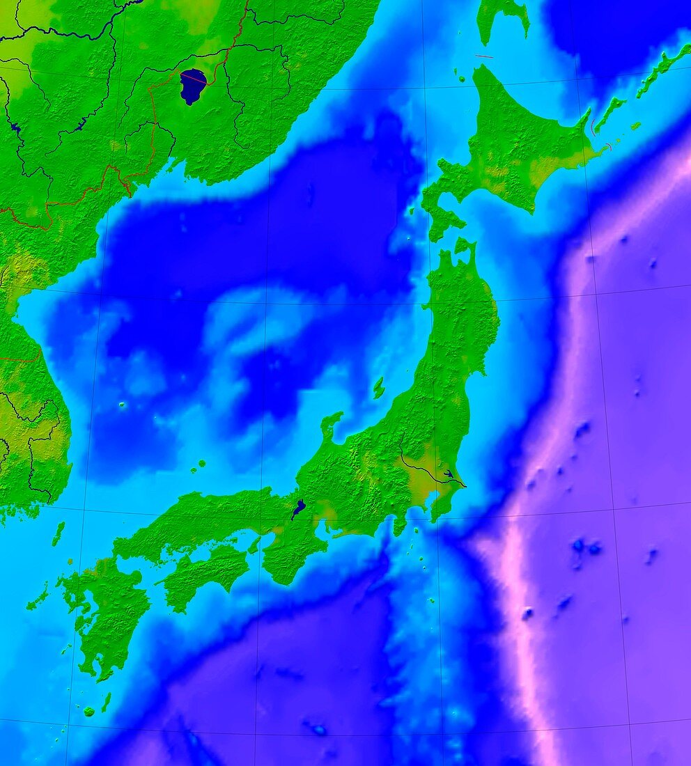 Japan,bathymetric map
