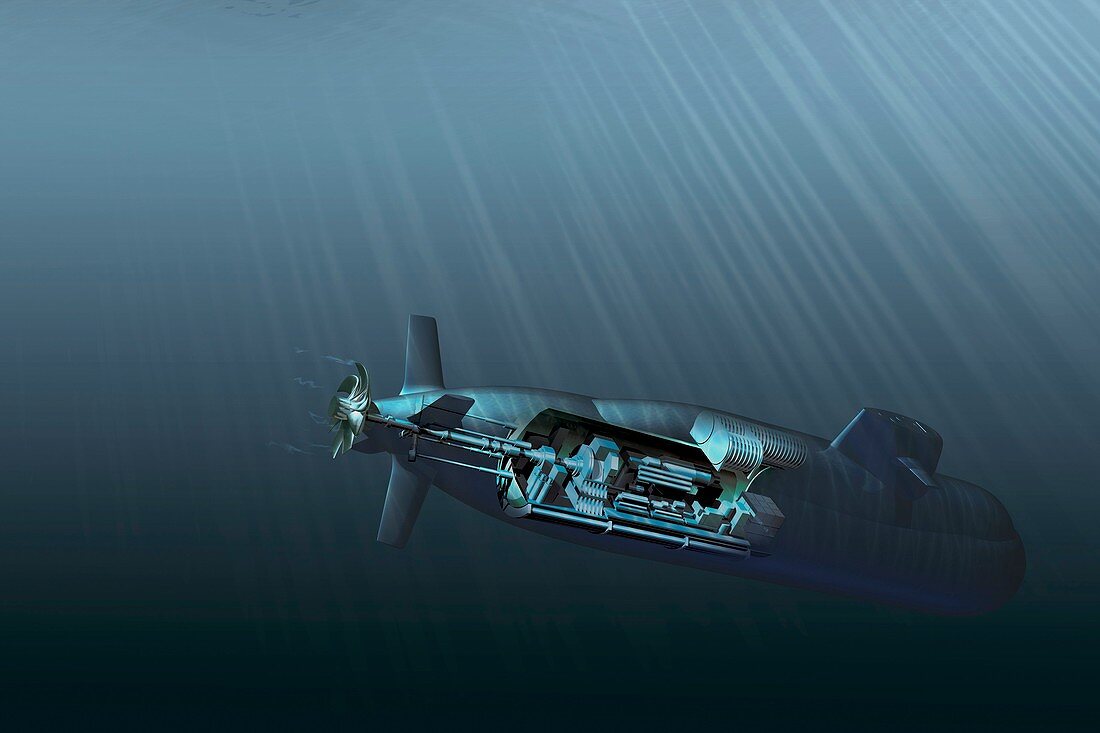 Hydrogen-powered submarine,artwork