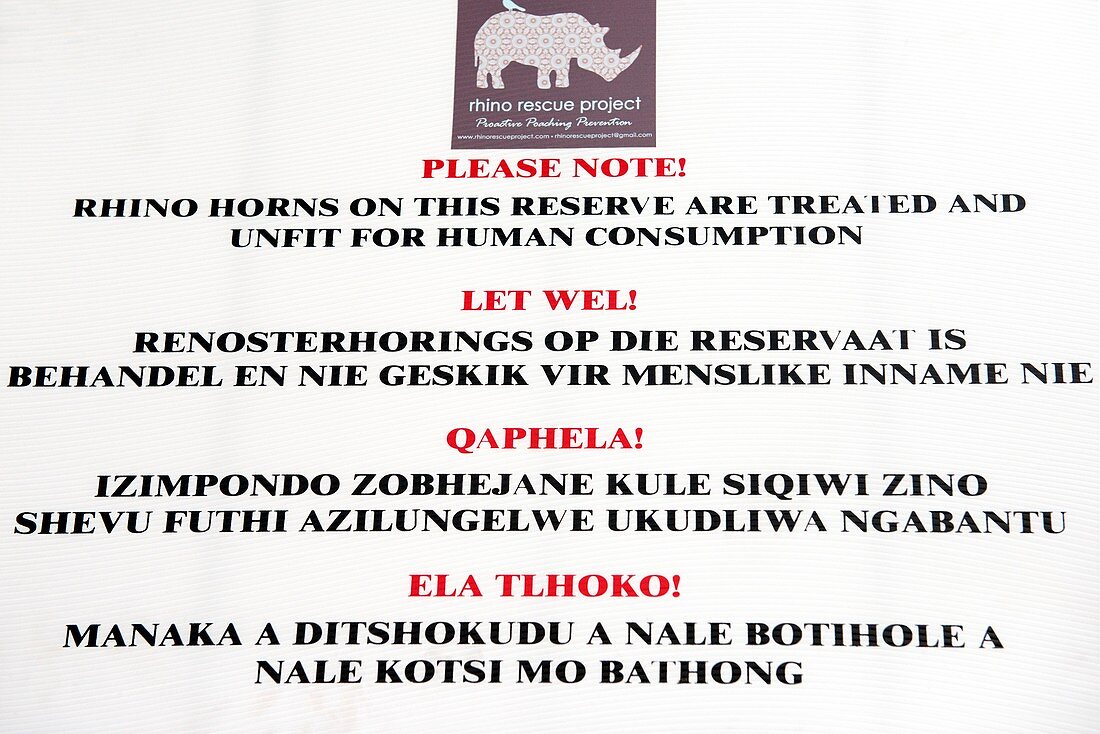 Rhinoceros poaching notice
