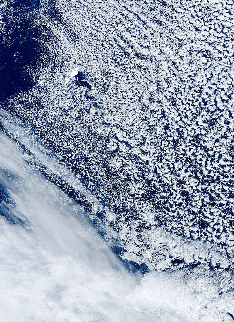Cloud vortex street,satellite image