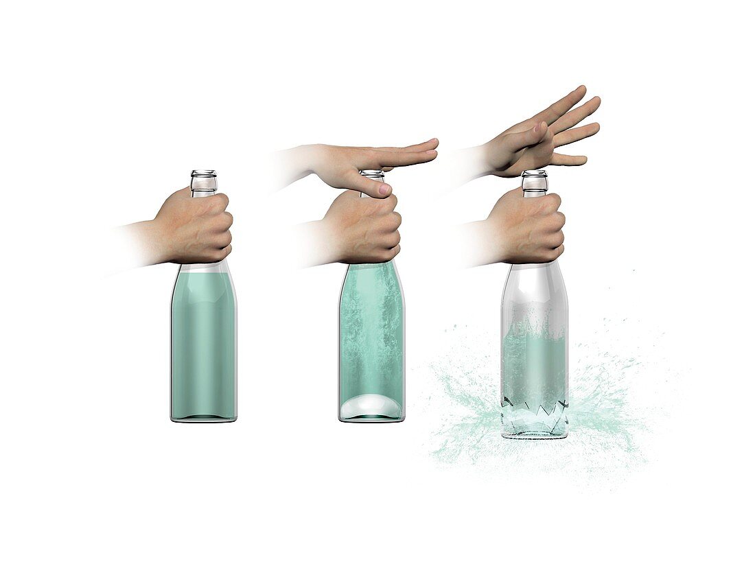 Exploding bottle bottom trick,artwork