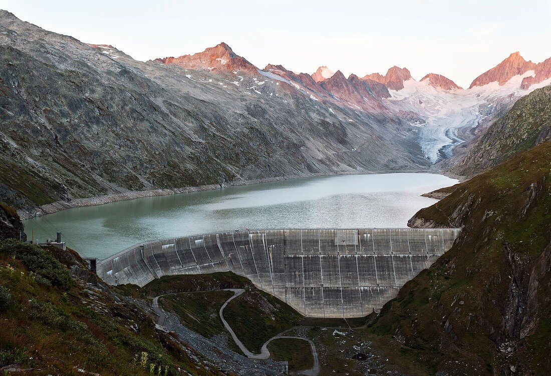 Oberaar dam and glacier,Switzerland