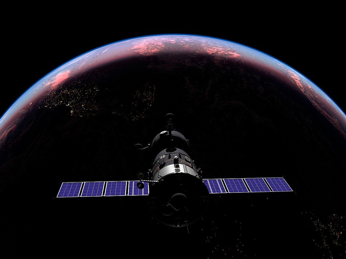 Soyuz spacecraft in Earth orbit,artwork