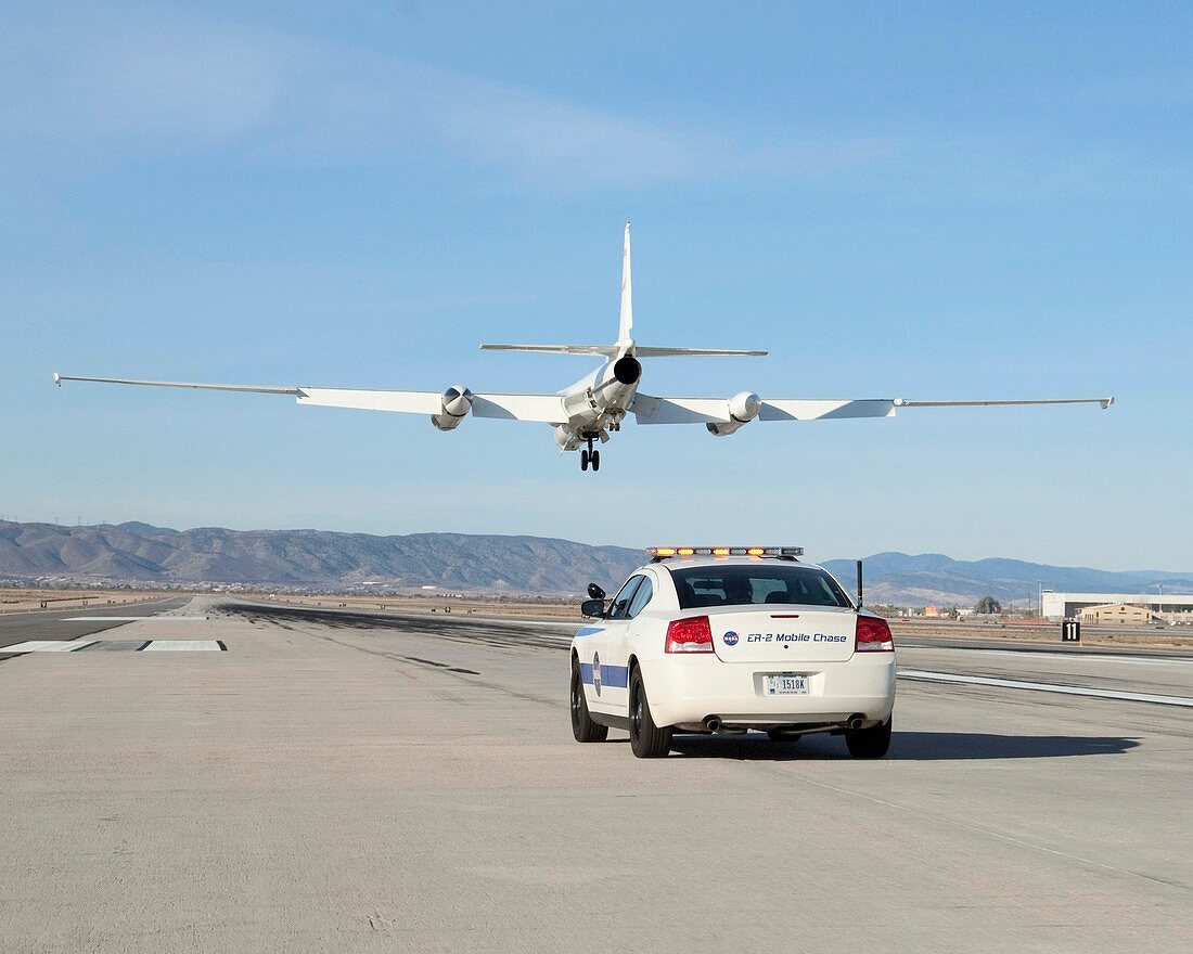 ER-2 research aircraft and chase car