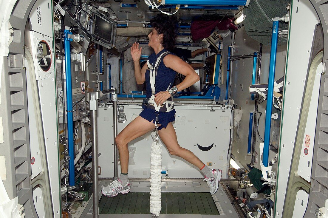 Astronaut exercising on the ISS
