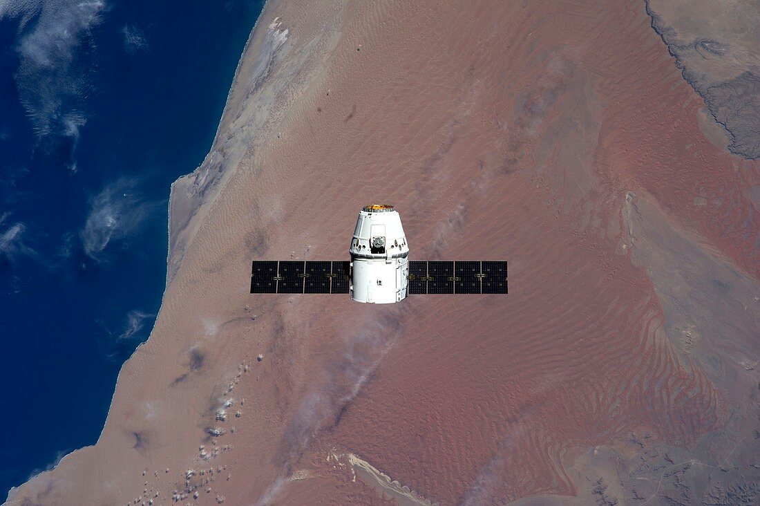 SpaceX Dragon capsule in orbit