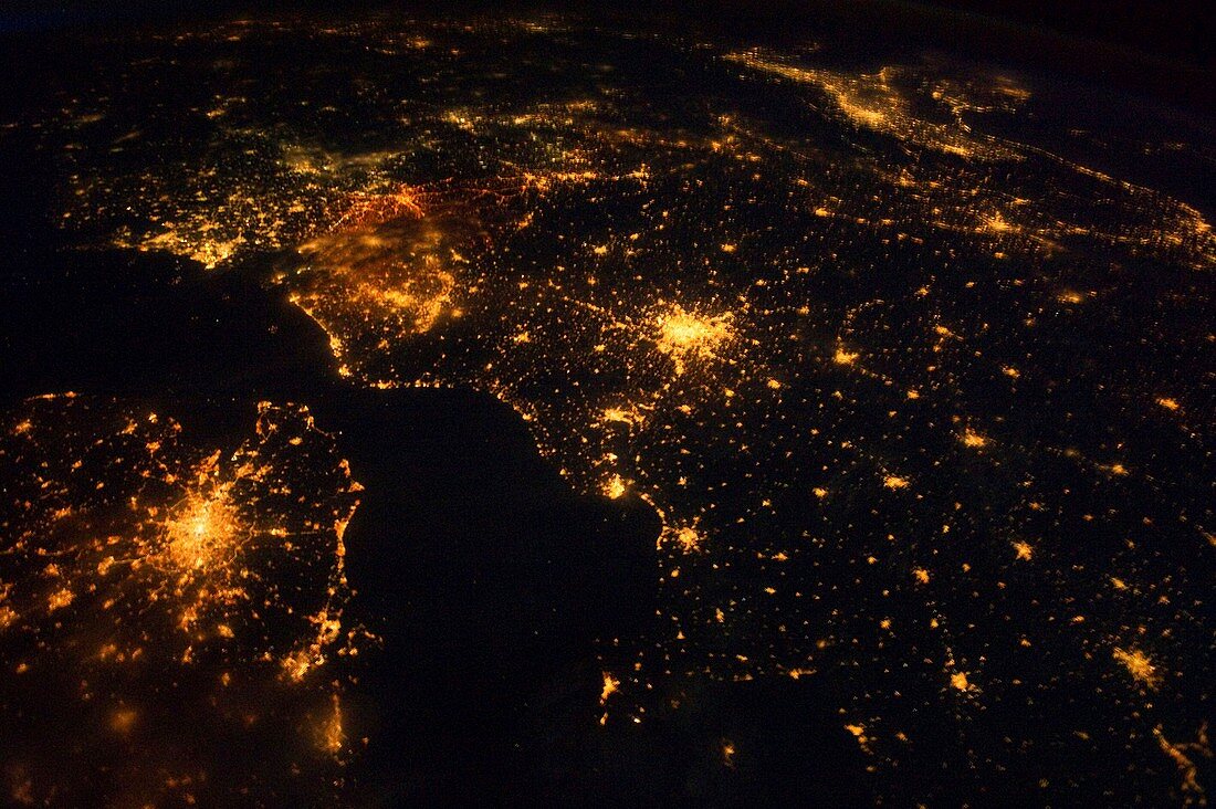 North-western Europe at night,ISS image