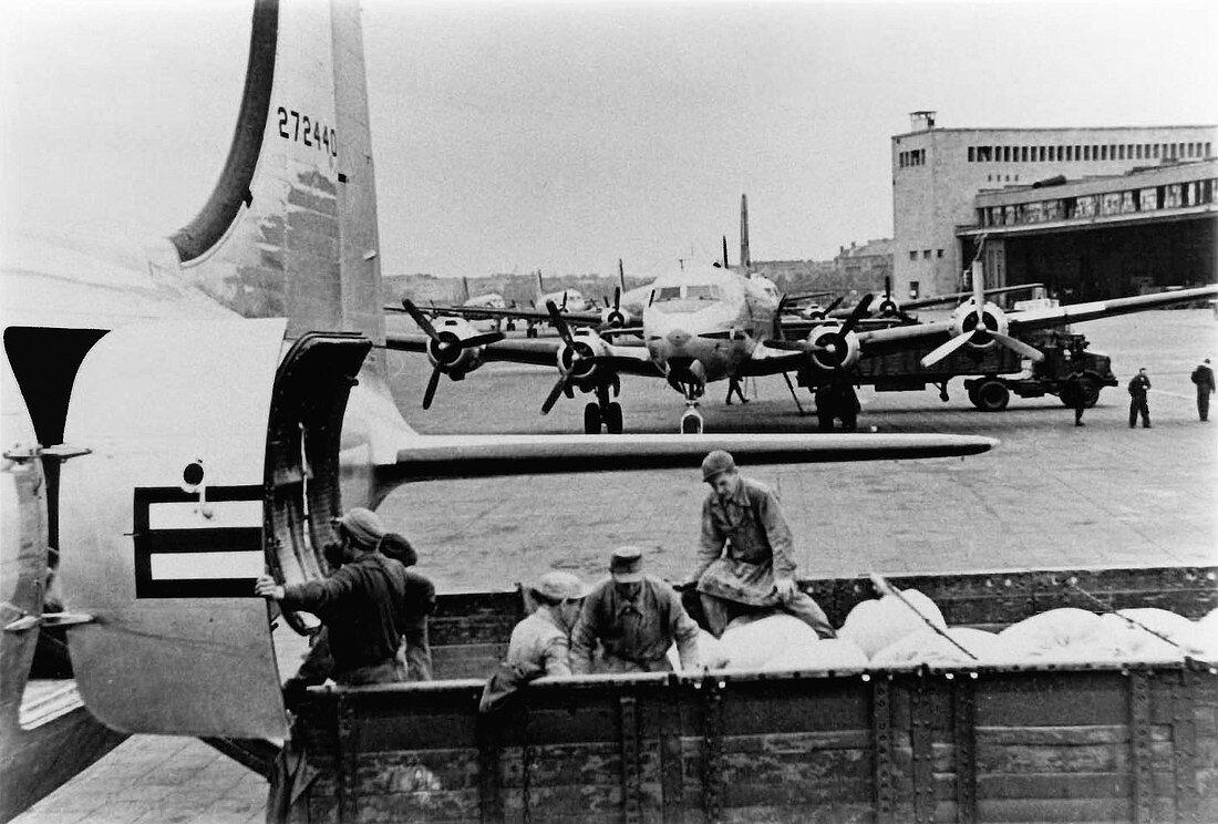 Berlin Airlift cargo unloading,1948-9