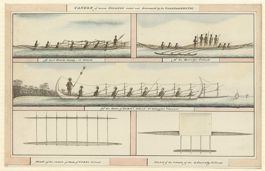 Pacific island canoes and peoples,1791