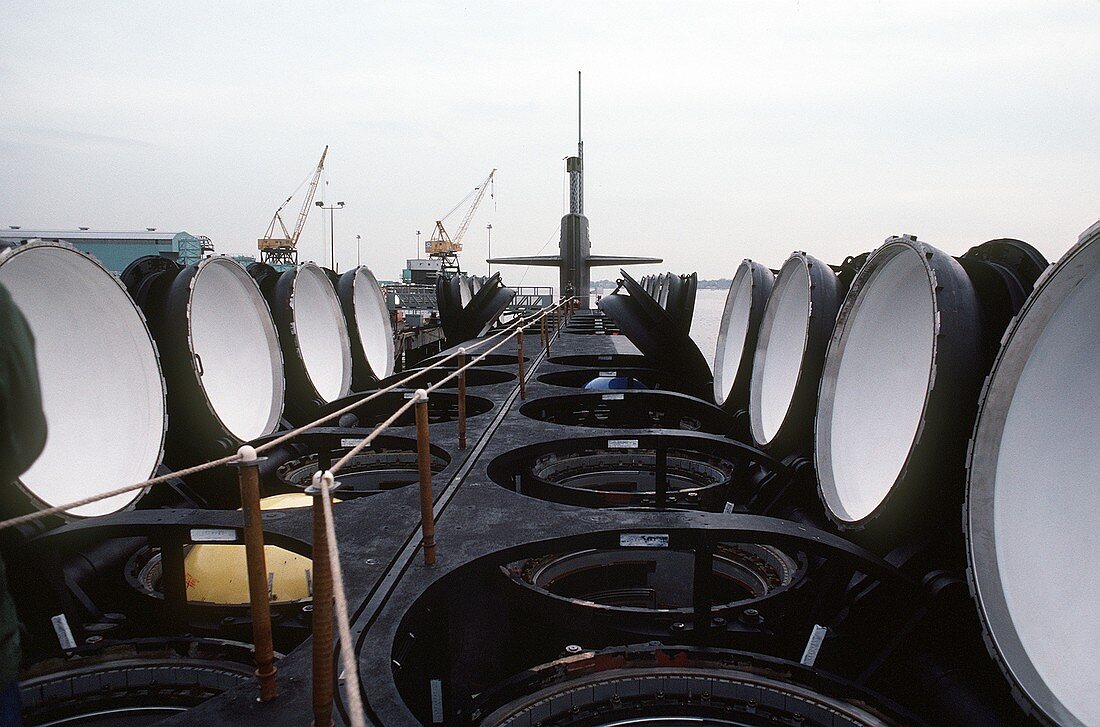 Missile tubes on submarine