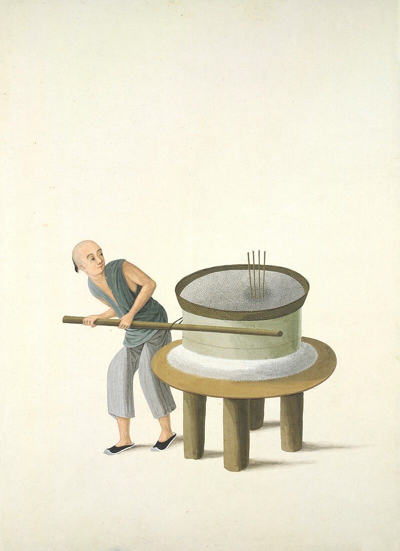 Grinding flour,19th-century China