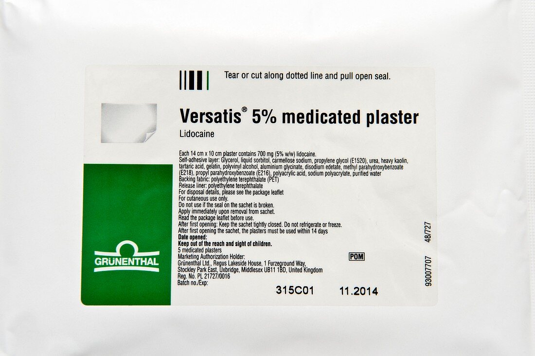 Versatis medicated plaster