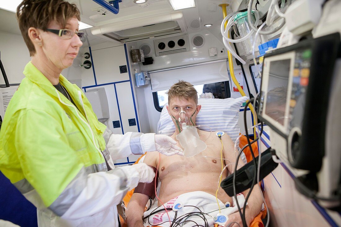 Cardiac patient in an ambulance