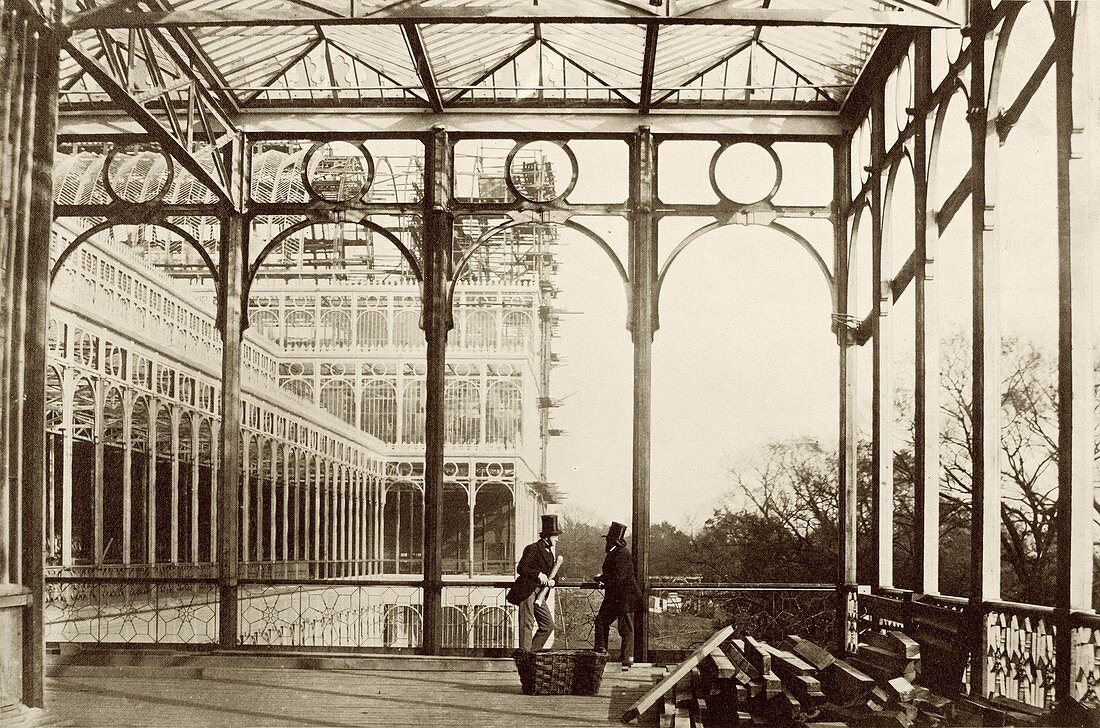 Open colonnade at Crystal Palace,1850s