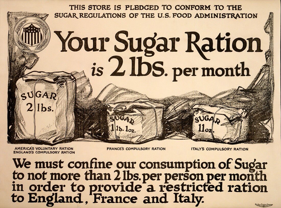 Sugar rationing advert,World War I