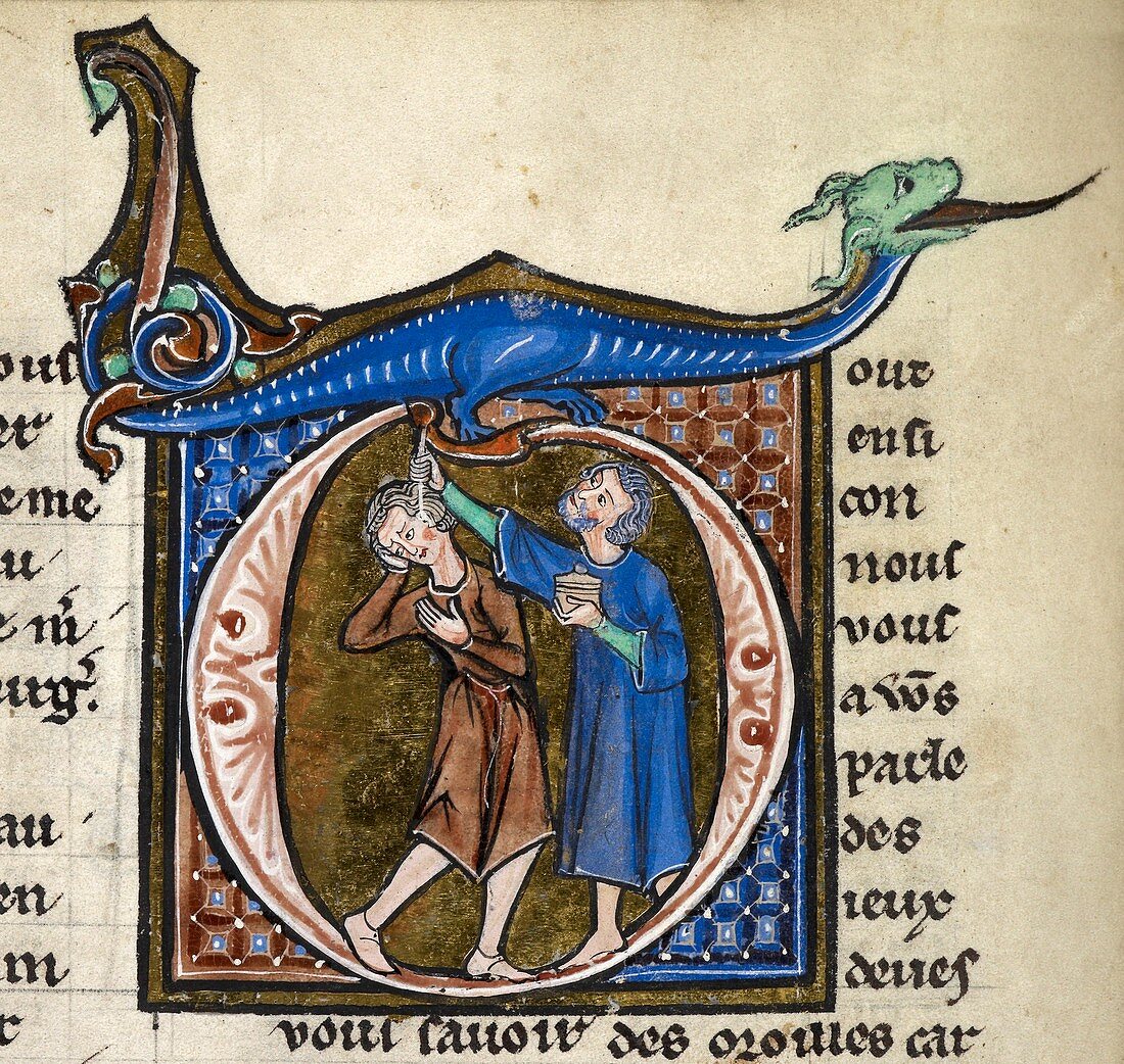 Ear treatment,13th-century manuscript