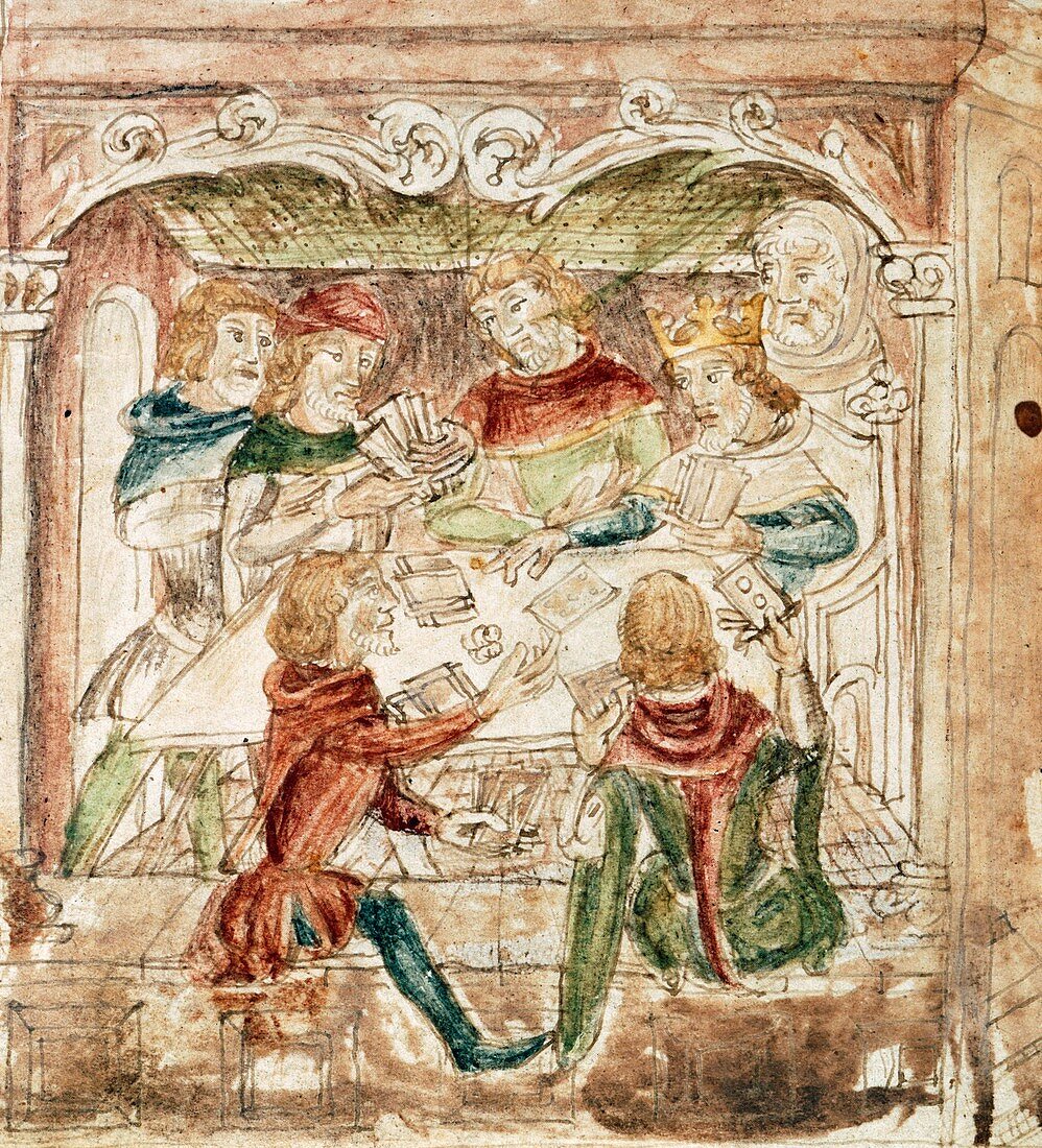 Men playing cards,14th century