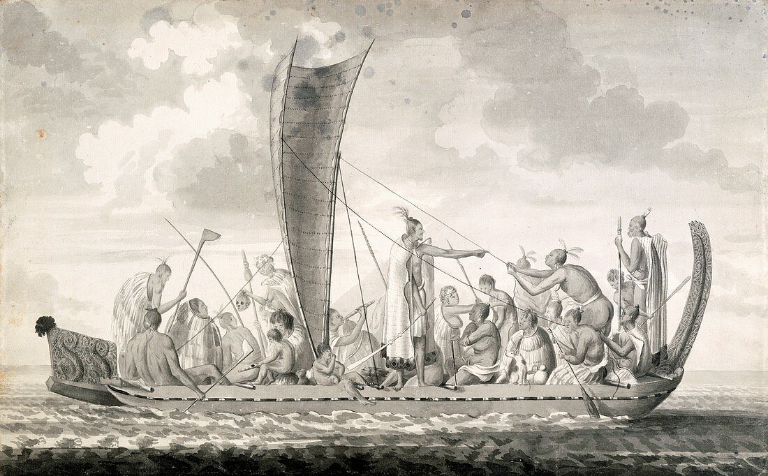 New Zealand sailing canoe,18th century