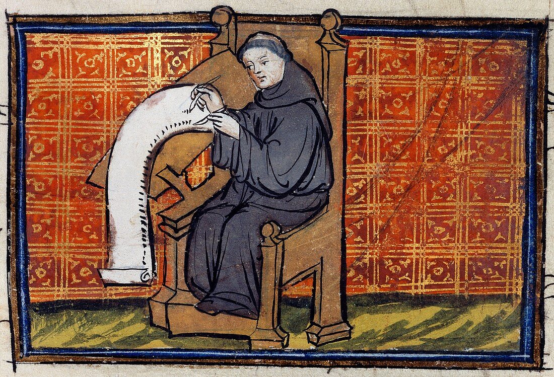 Scribe writing,15th century artwork