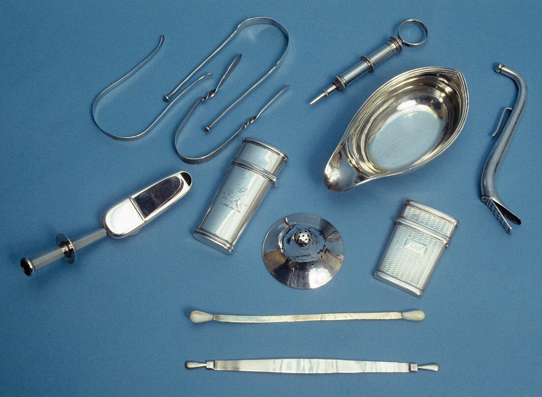 Silver medical instruments,19th century