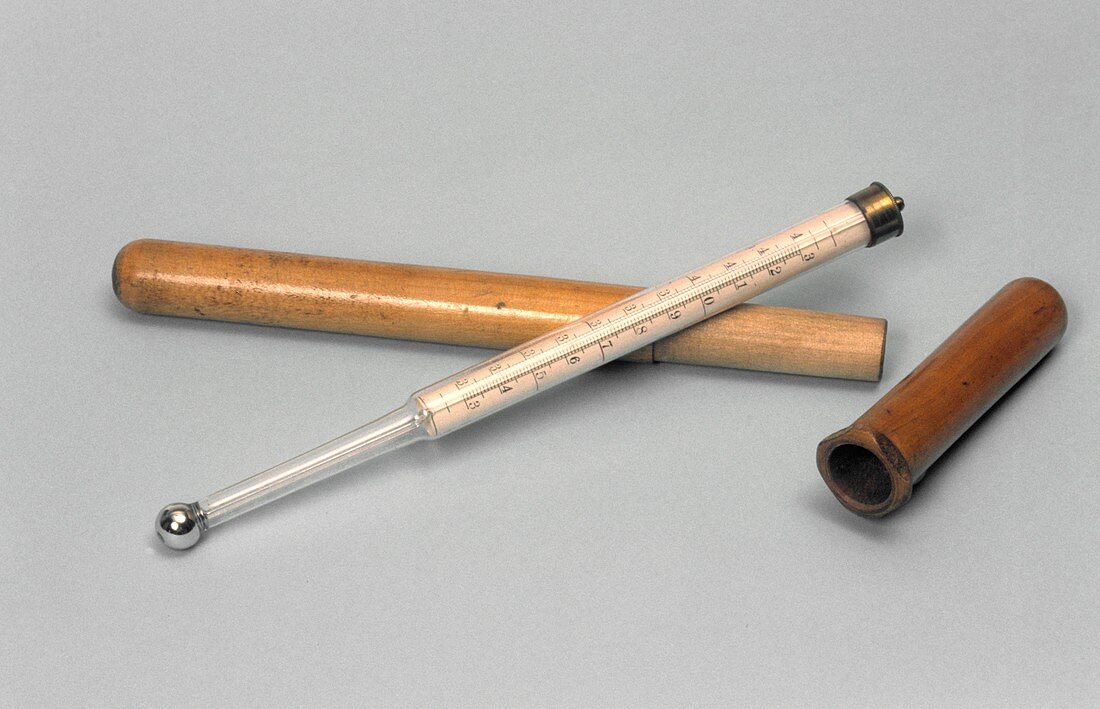 Thermometer with wooden case,circa 1870