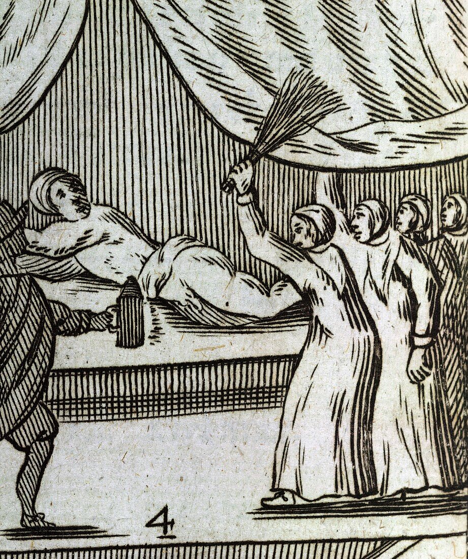 Man being flogged,17th century artwork