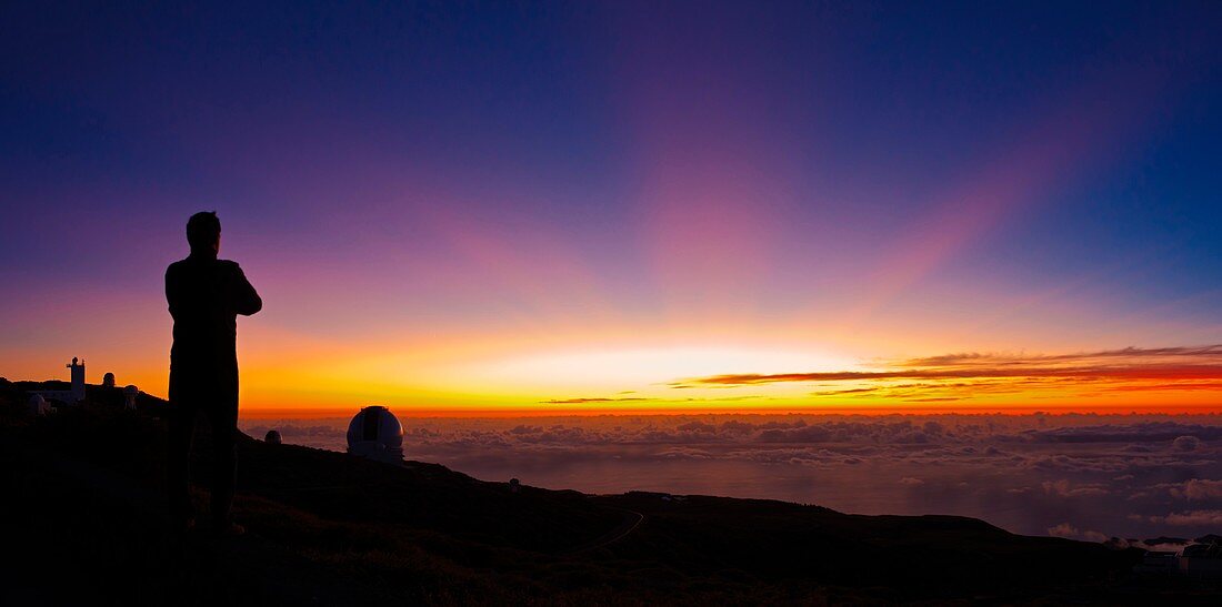 Sunset over La Palma observatory