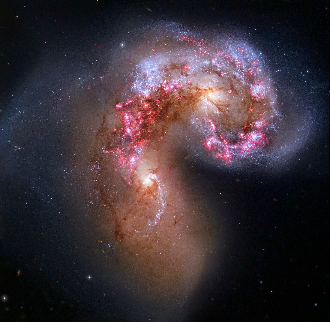 Antennae colliding galaxies,Hubble image